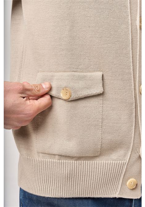 BOMBER SWEATER WITH BUTTONS - BEIGE - LUIGI BORRELLI